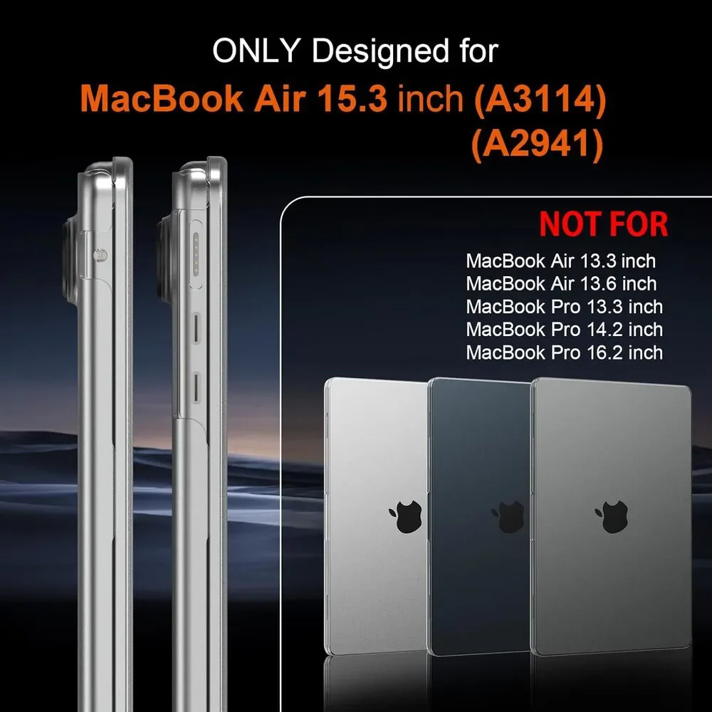 Ultra Thin Armor Compatible w/MacBook Air 15 in Case 24 23 M3 A3114 A2941 Clear